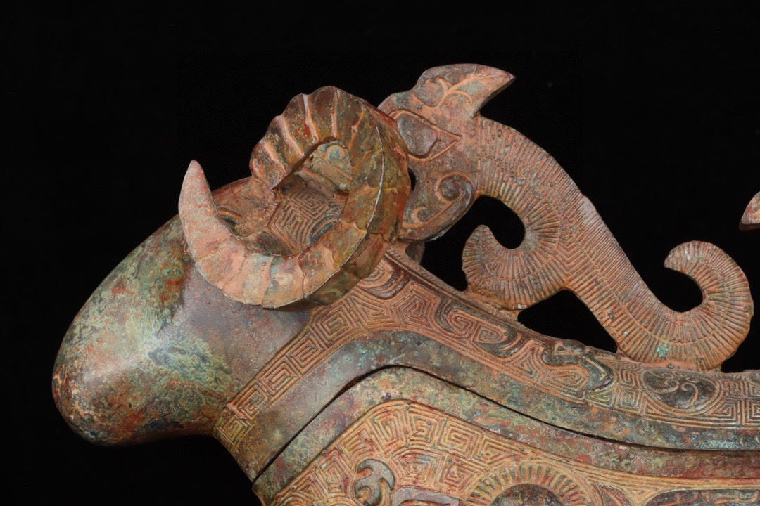 Chinese antique bronze sheep wine