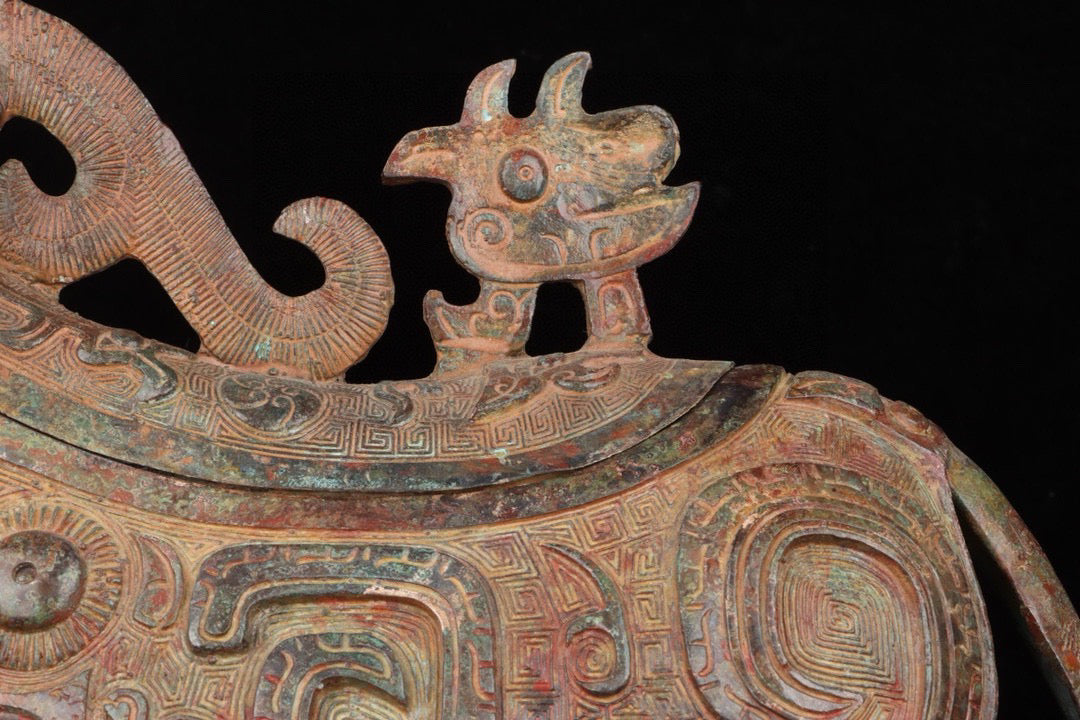 Chinese antique bronze sheep wine