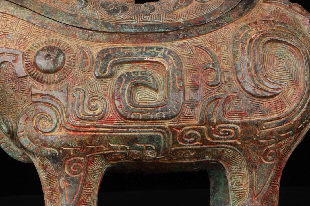 Chinese antique bronze sheep wine