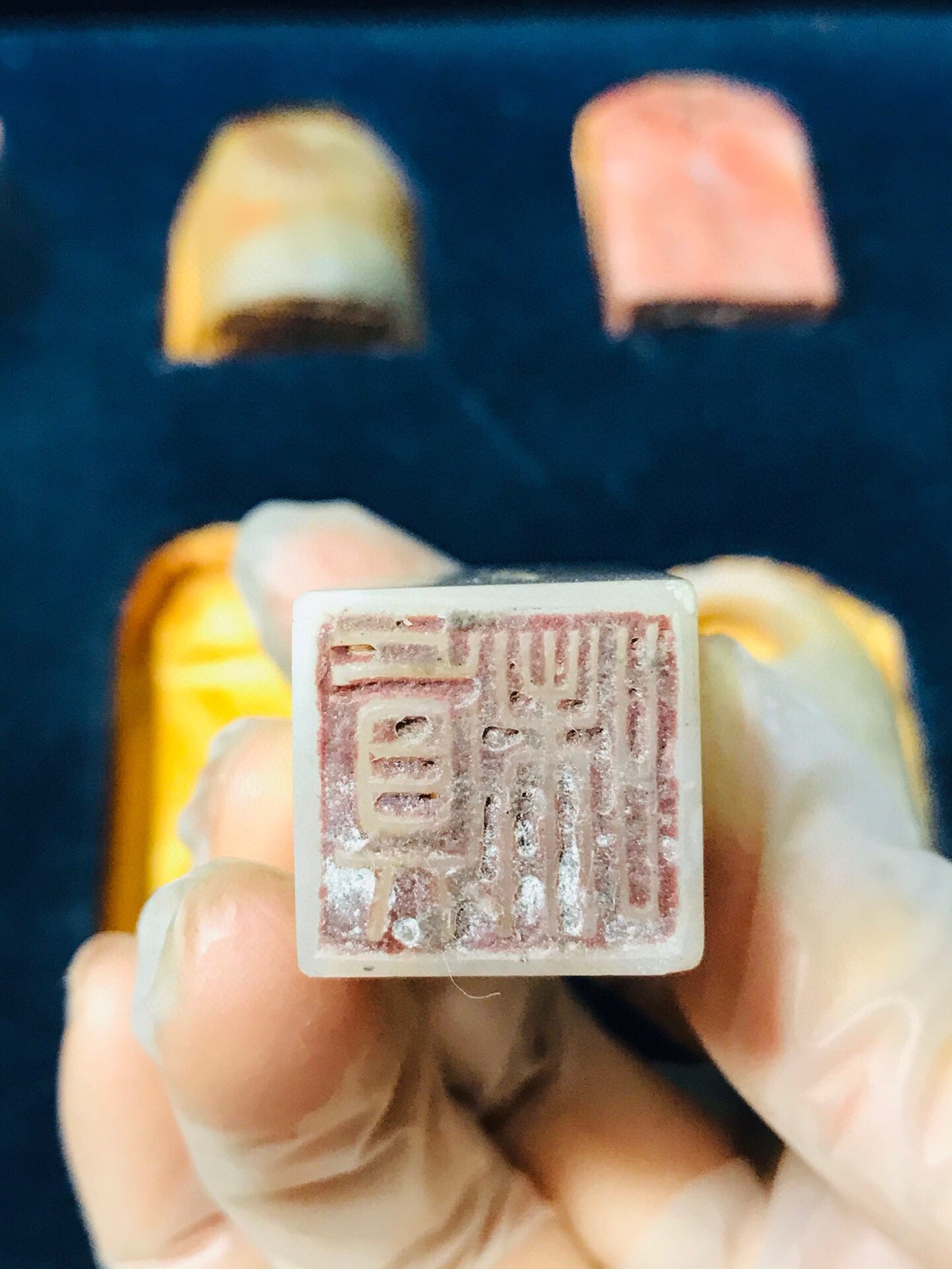 Chinese Antique Shoushan Furong Stone Carving Set Seal