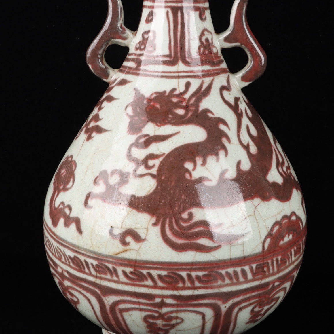 Cloud Dragon Pattern Double Ear Bottle