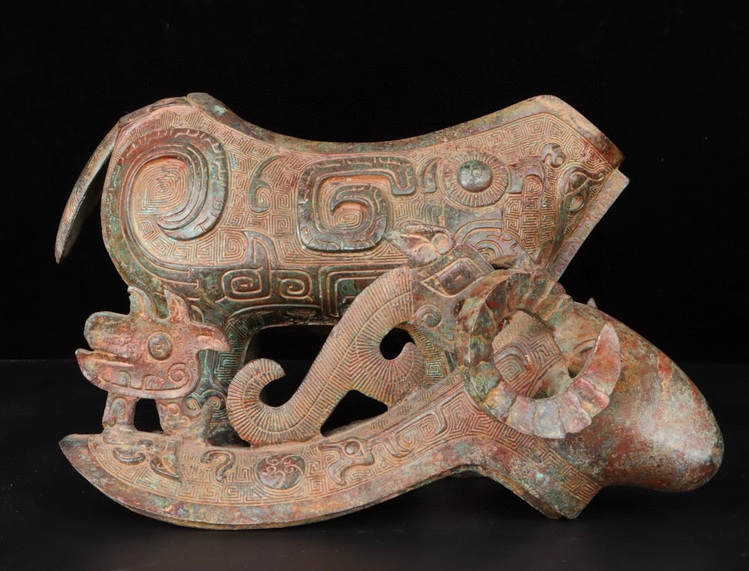 Chinese antique bronze sheep wine