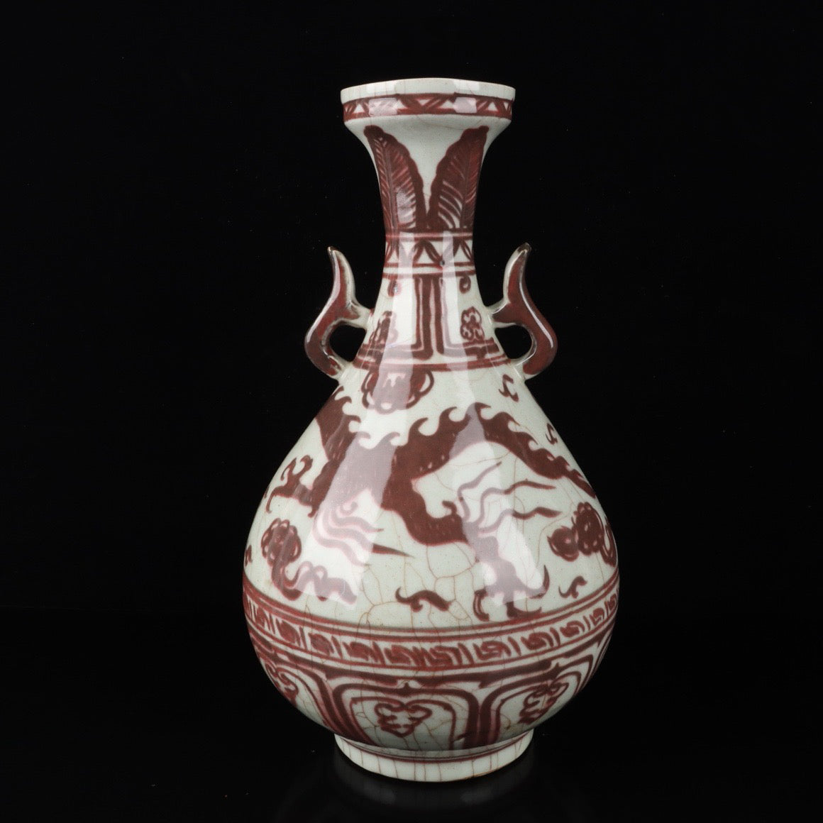 Cloud Dragon Pattern Double Ear Bottle