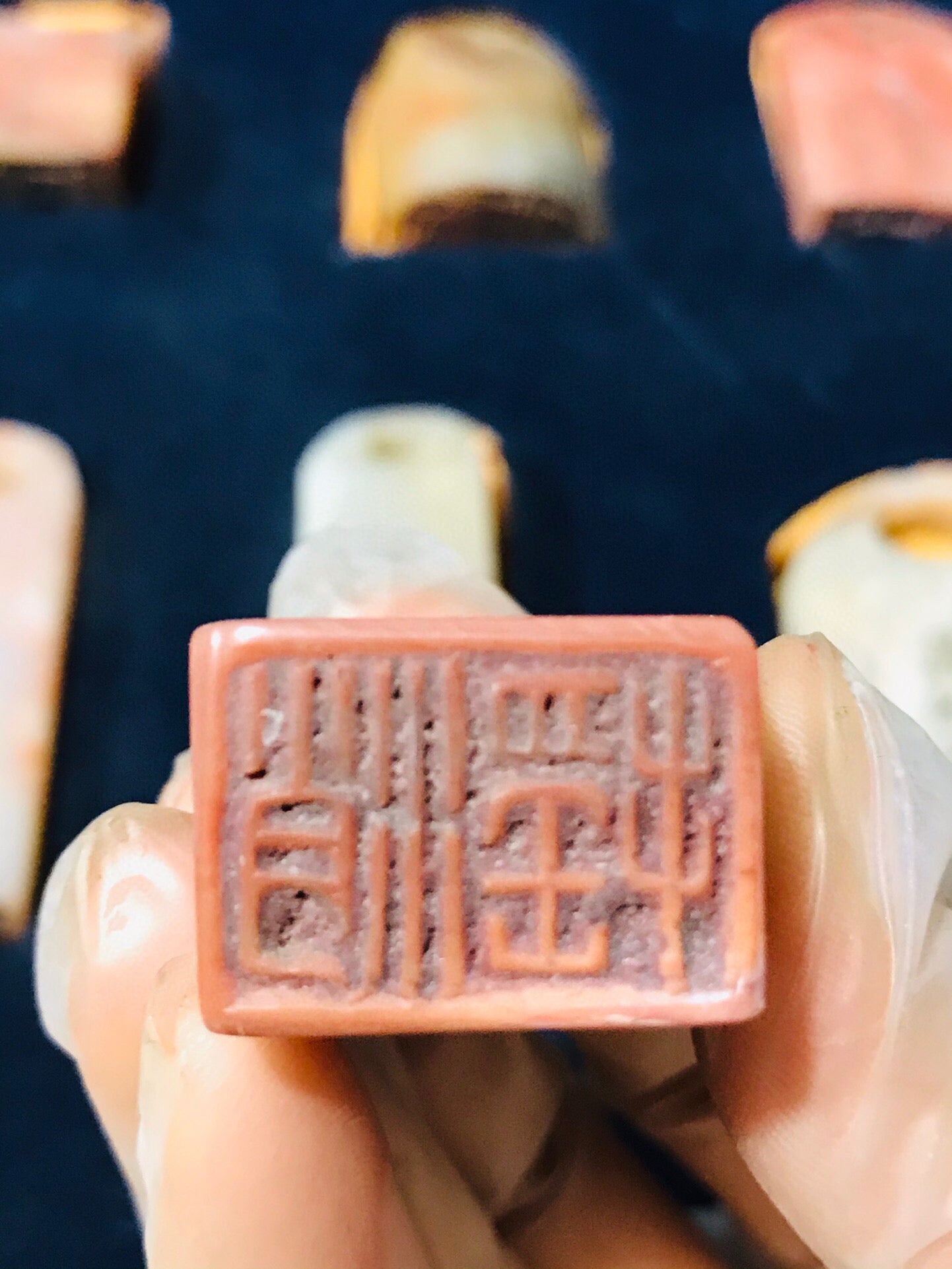 Chinese Antique Shoushan Furong Stone Carving Set Seal