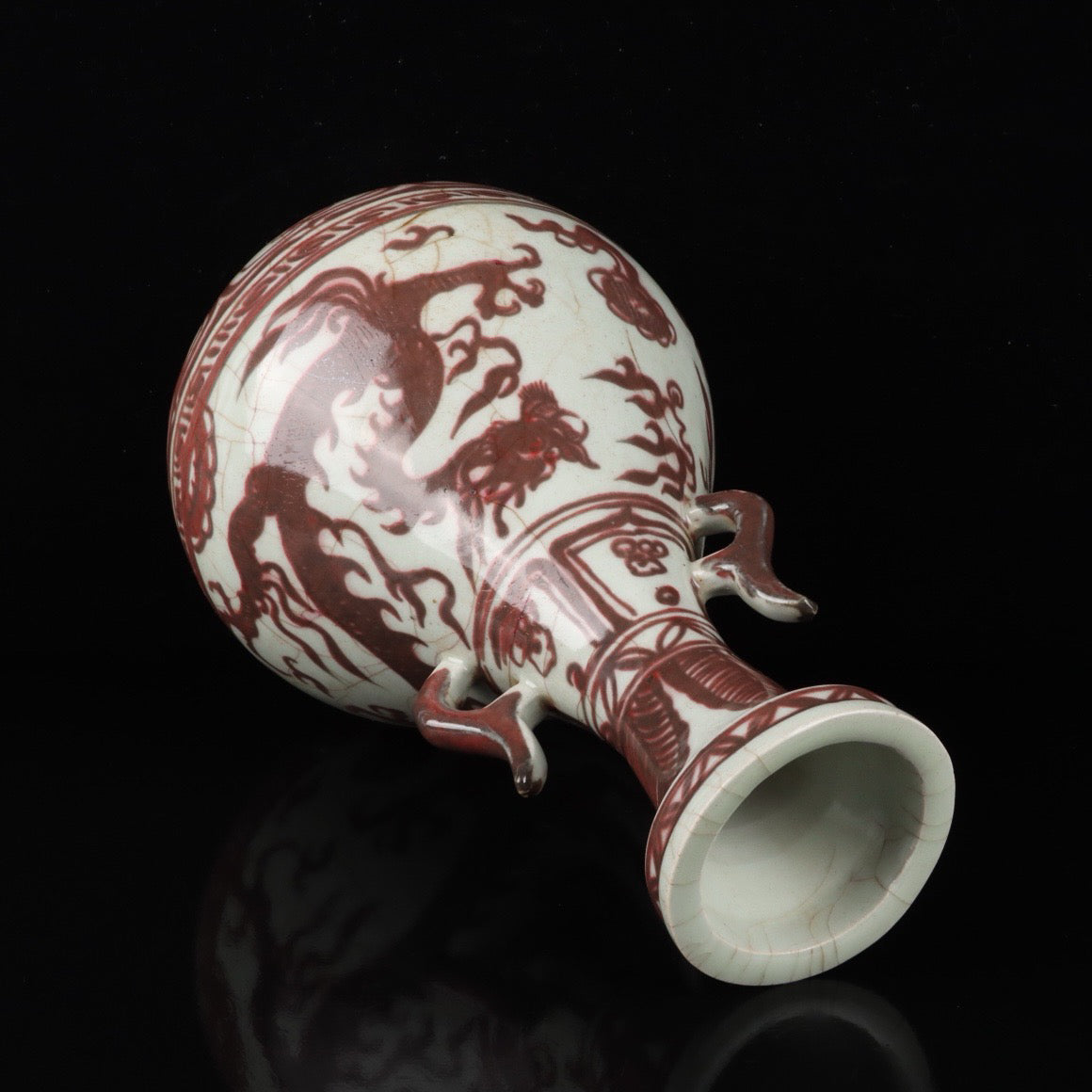 Cloud Dragon Pattern Double Ear Bottle