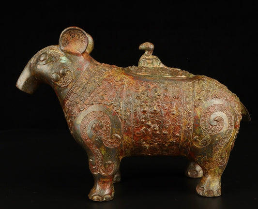 Chinese antique bronze auspicious beast statue