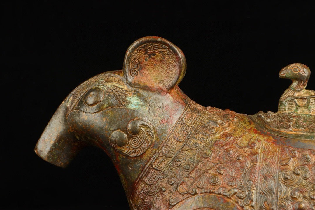 Chinese antique bronze auspicious beast statue