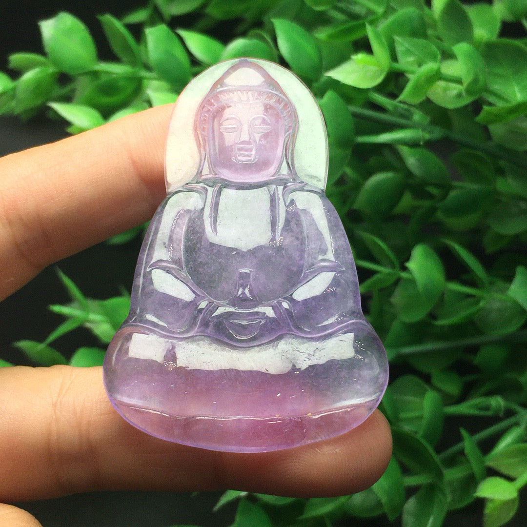 Ice Violet Jade Pure Clothed Guanyin