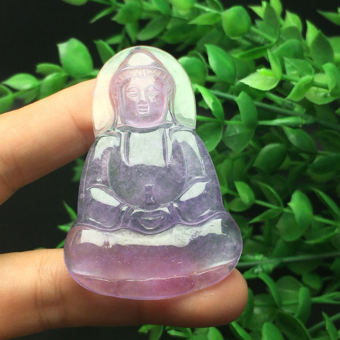 Ice Violet Jade Pure Clothed Guanyin