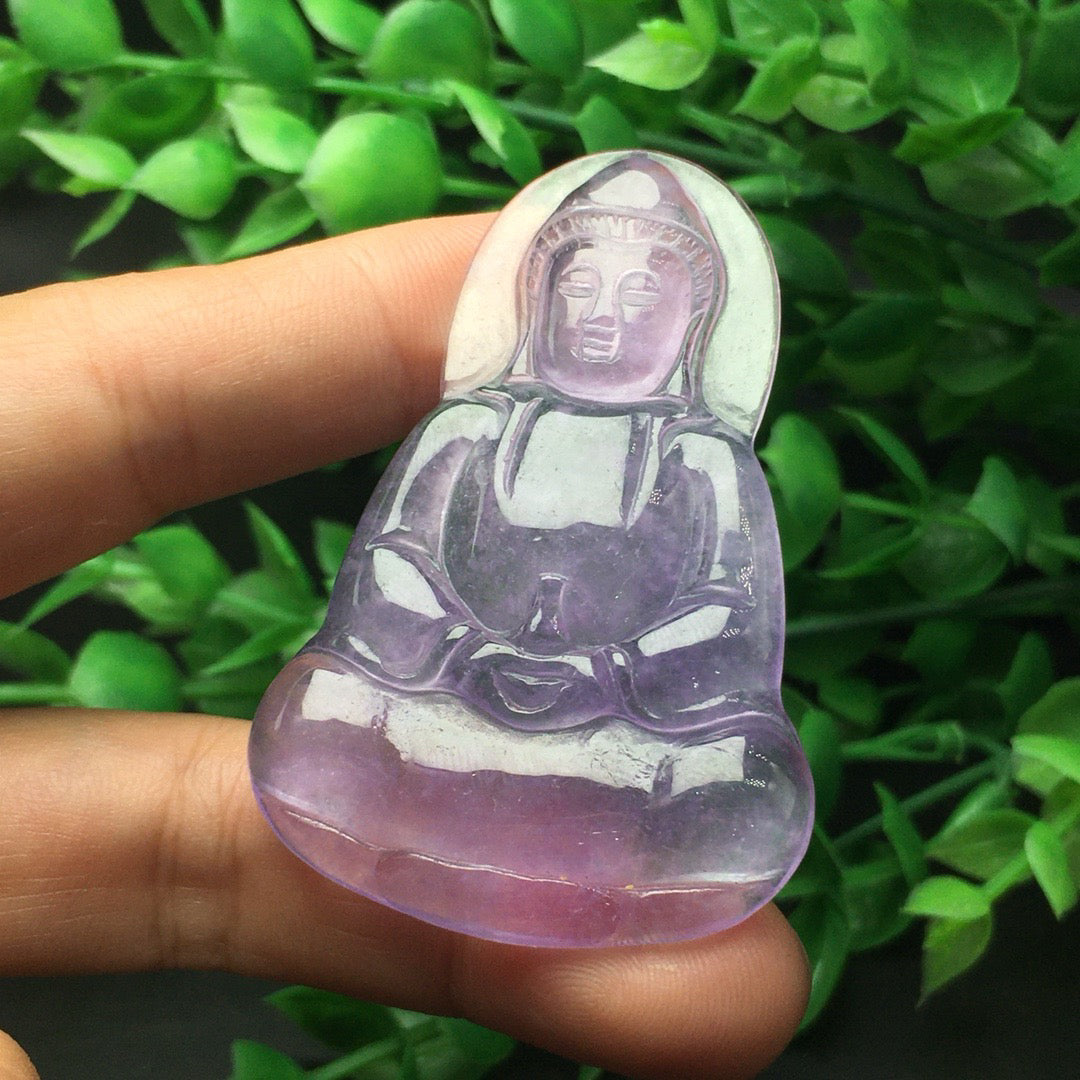 Ice Violet Jade Pure Clothed Guanyin
