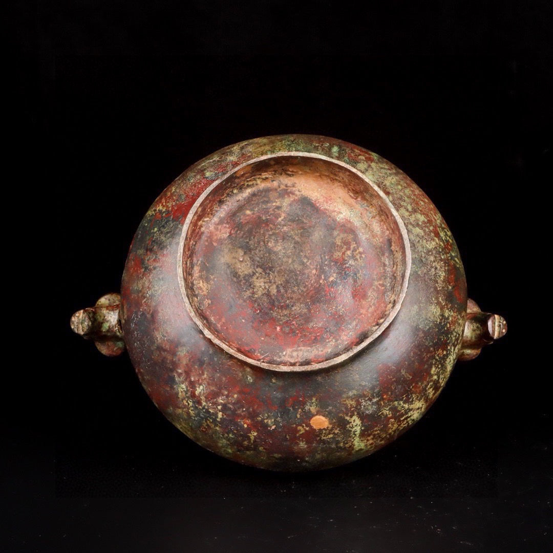 Chinese antique bronze lifting beam teapot