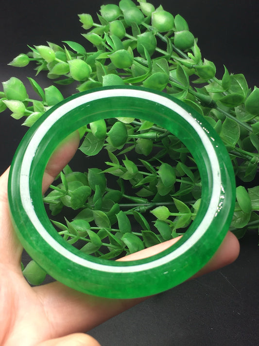 Ice green jade round bracelet