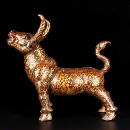 Chinese Antique Bronze Coined Gold Bull