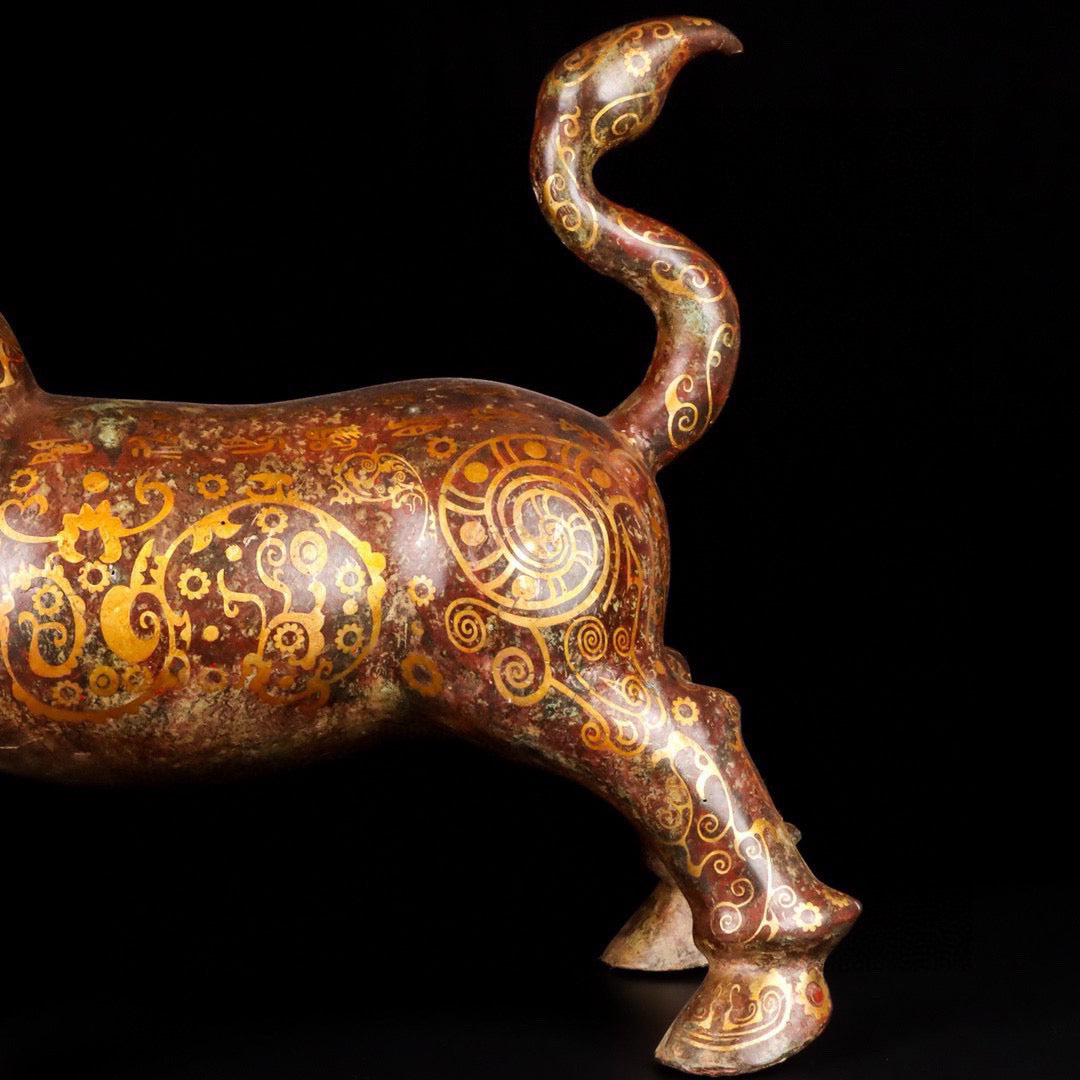 Chinese Antique Bronze Coined Gold Bull