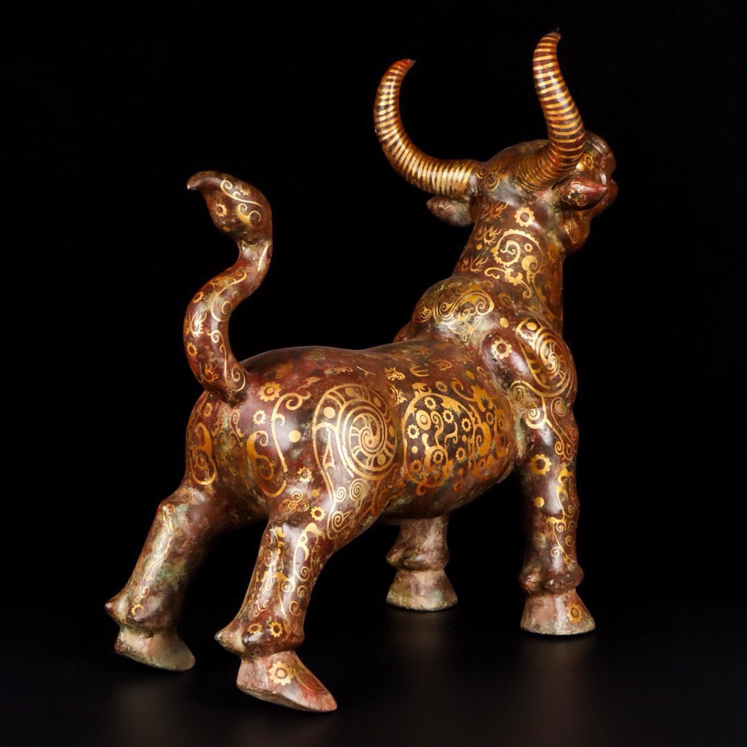 Chinese Antique Bronze Coined Gold Bull