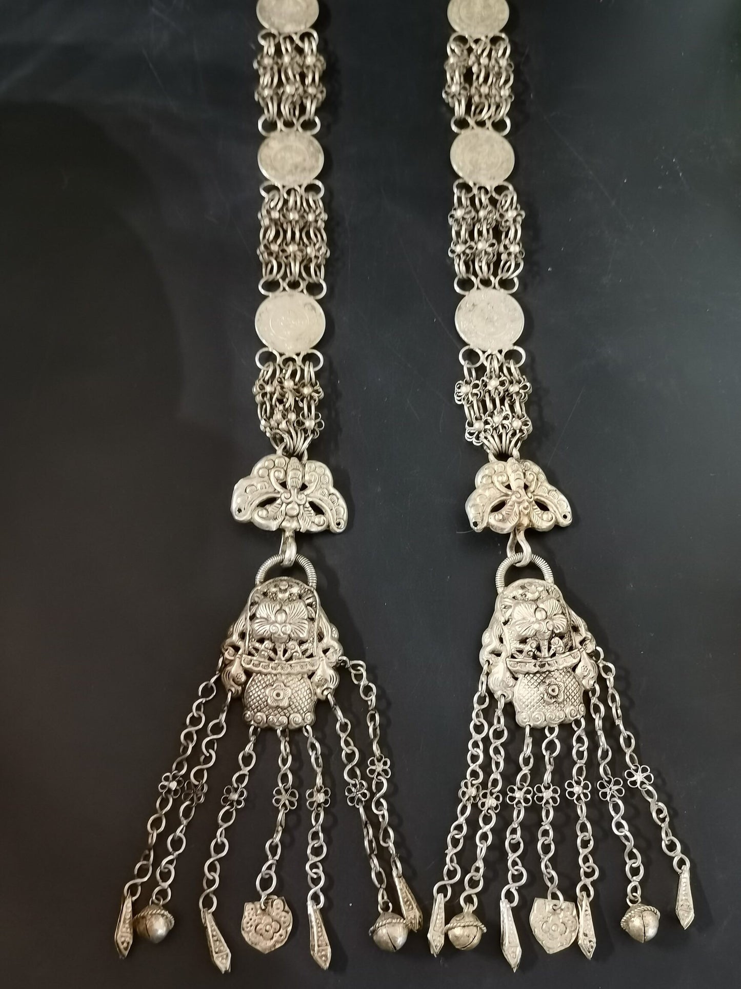 Chinese antique silver handmade plum blossom necklace