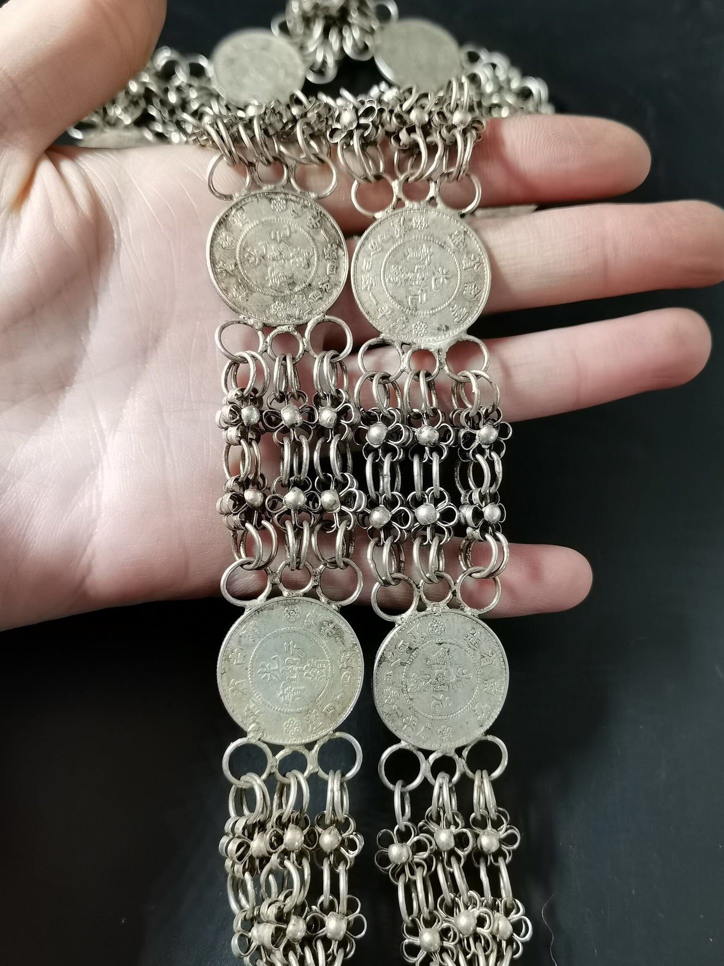 Chinese antique silver handmade plum blossom necklace