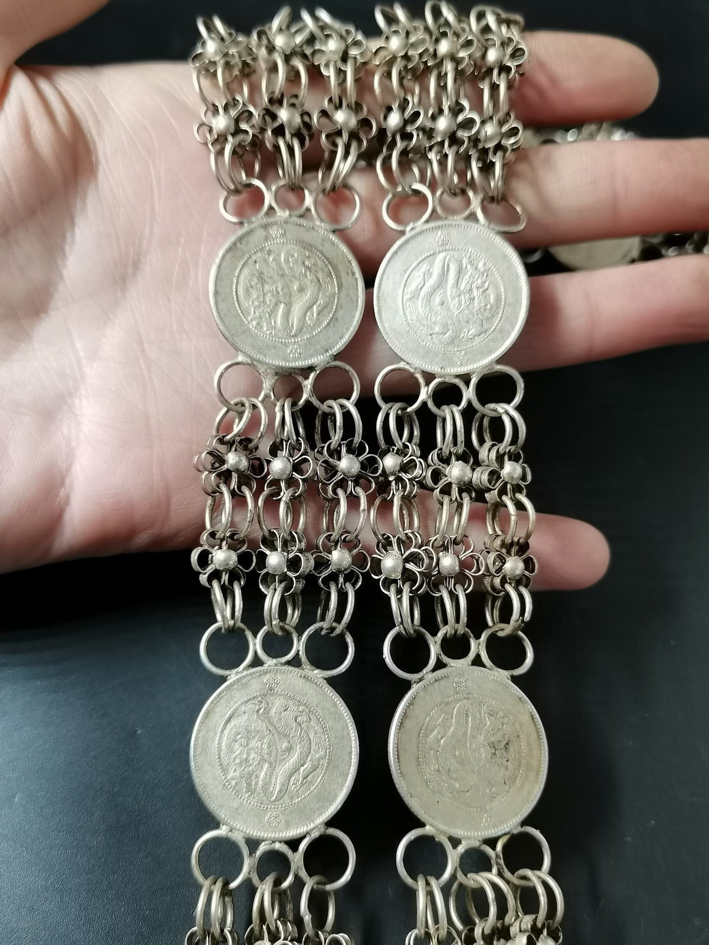 Chinese antique silver handmade plum blossom necklace