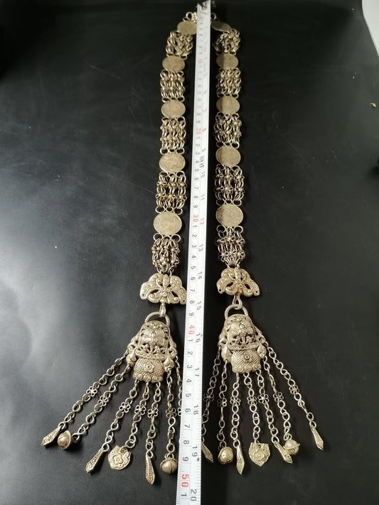 Chinese antique silver handmade plum blossom necklace