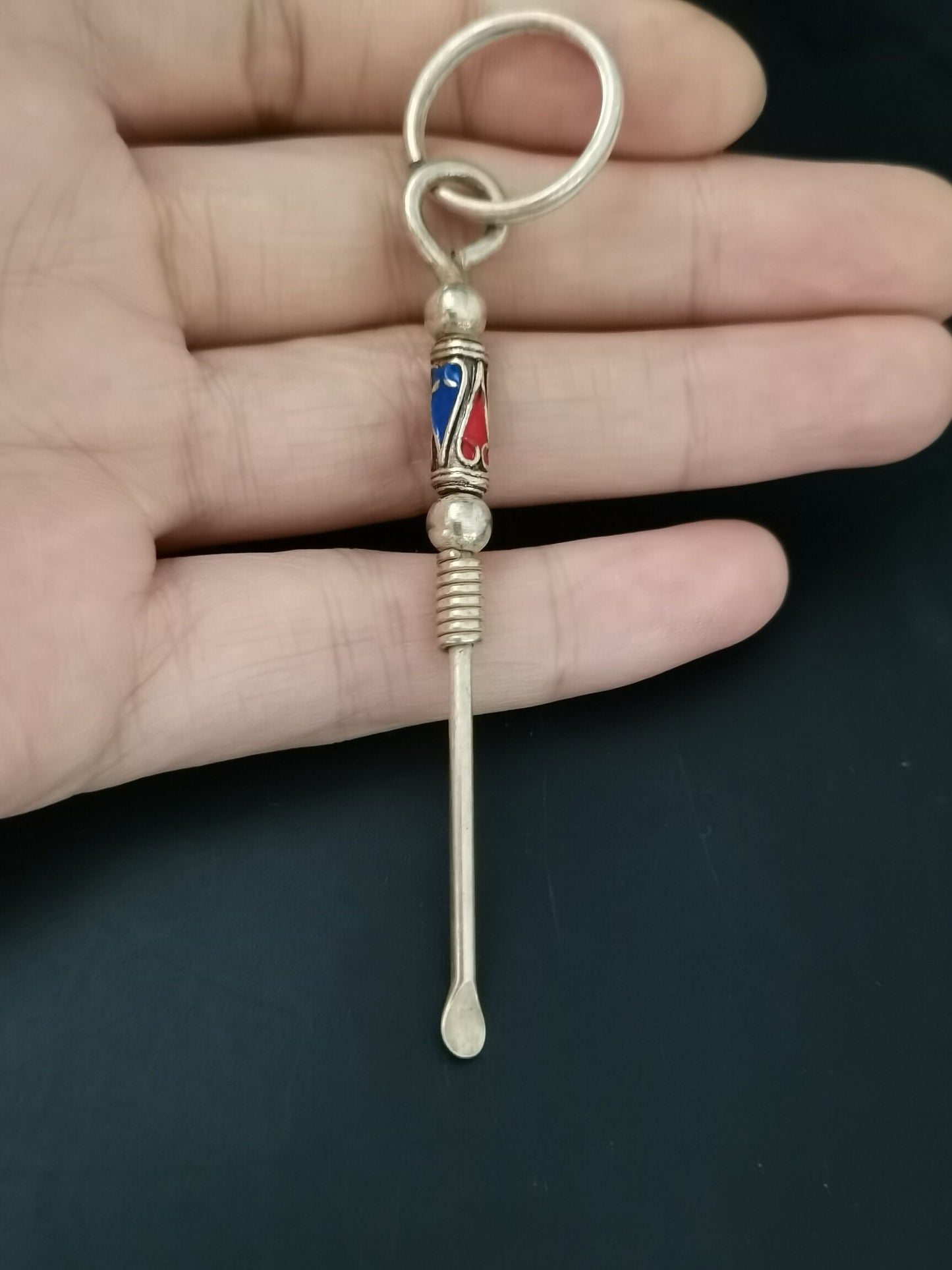 Chinese antique silver pottery ear spoons