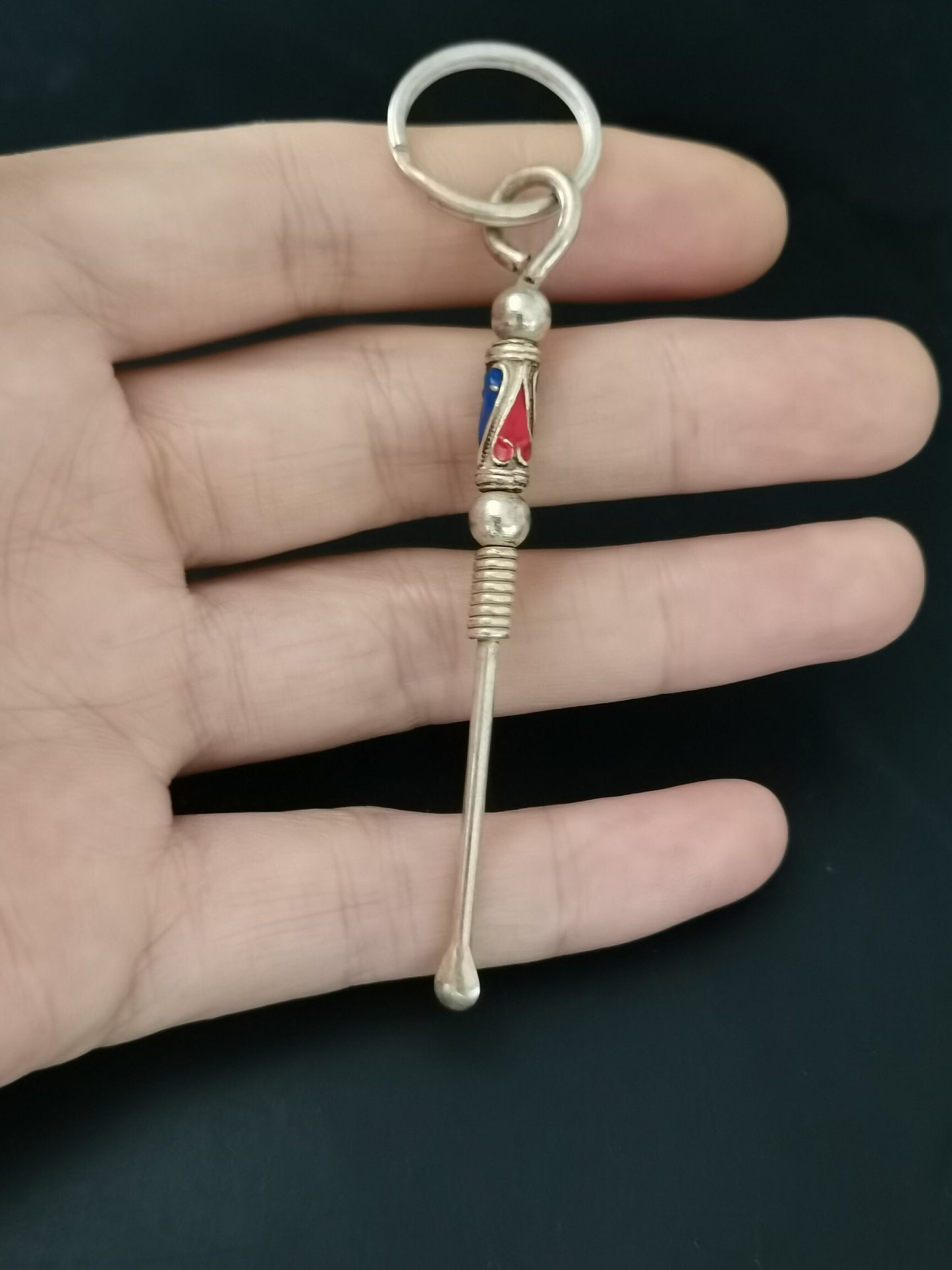 Chinese antique silver pottery ear spoons