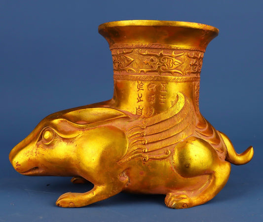 Chinese antique bronze gilded rabbit statue