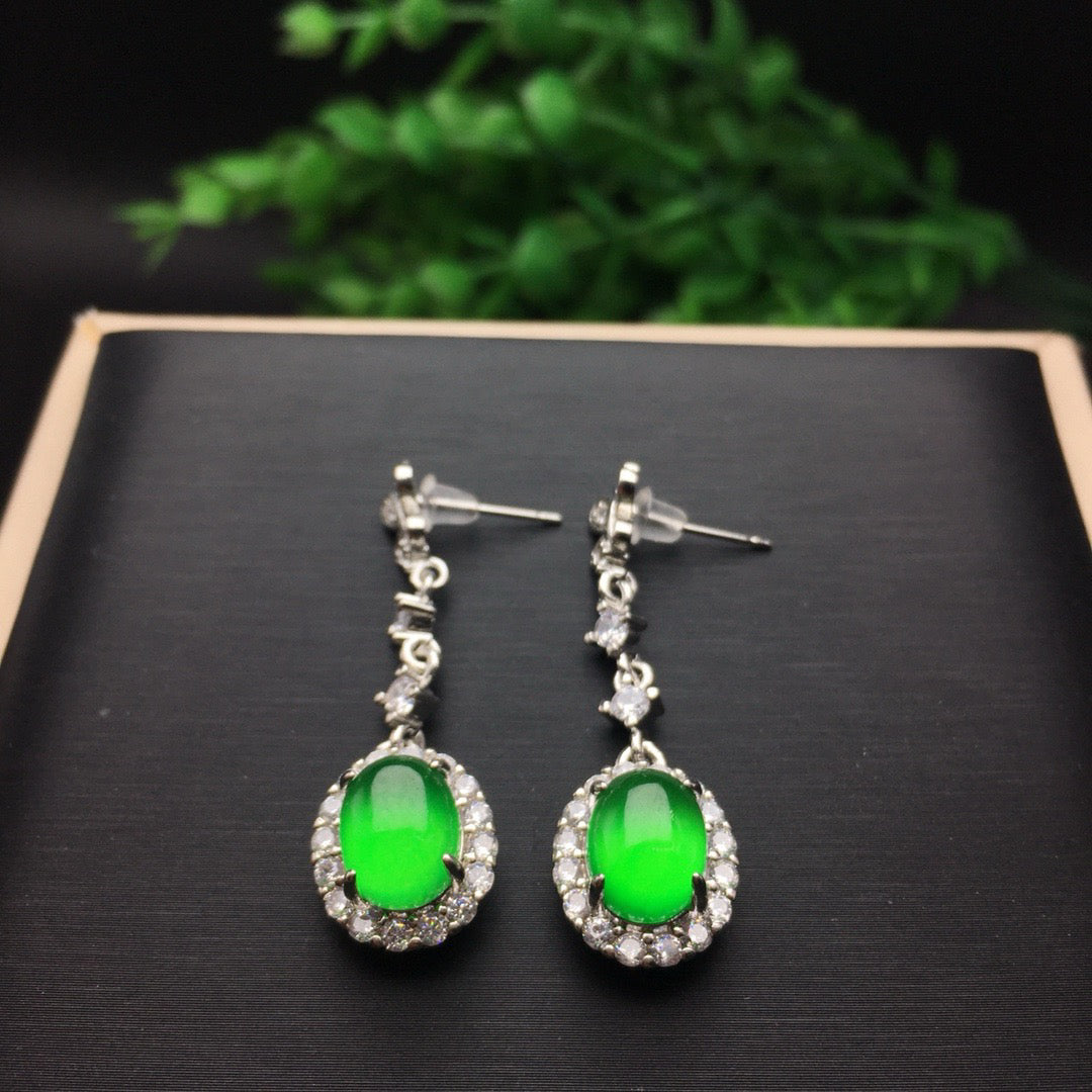 Ice Green Jade Earrings