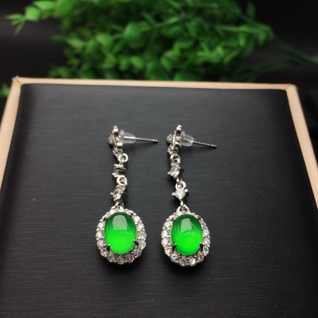 Ice Green Jade Earrings