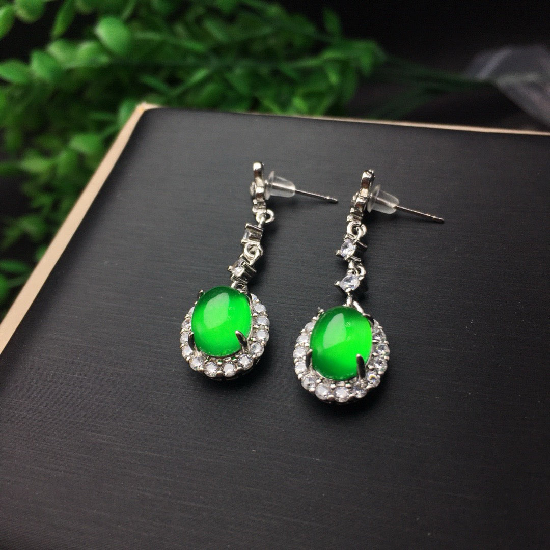 Ice Green Jade Earrings