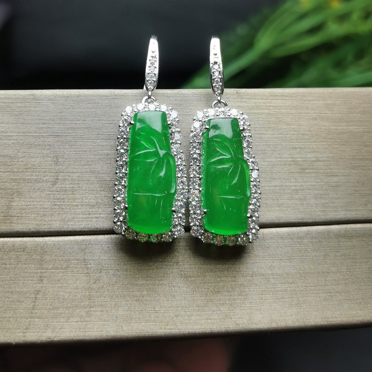Ice Green Bamboo Joint Earrings