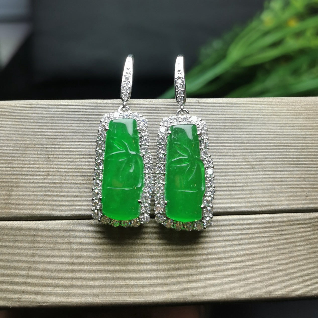 Ice Green Bamboo Joint Earrings