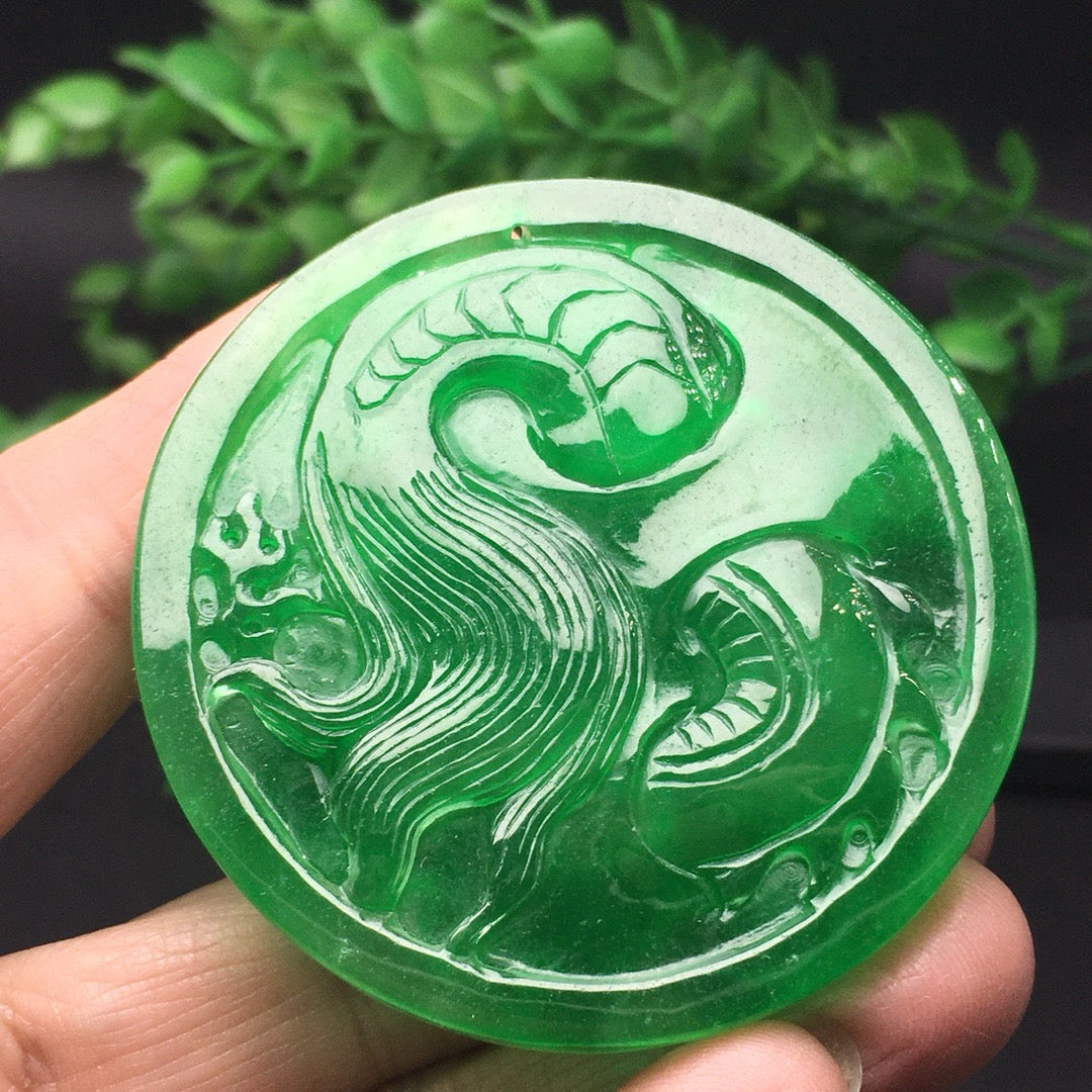 Chinese antique ice green thick pack round dragon brand