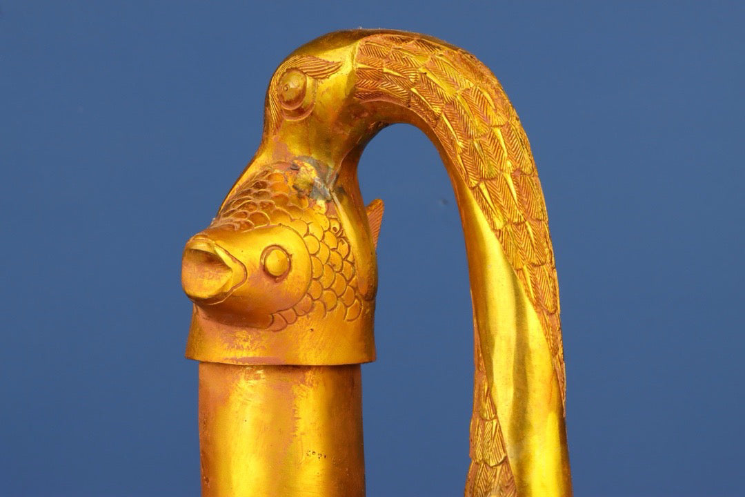 Chinese antique bronze gilded bird lamp