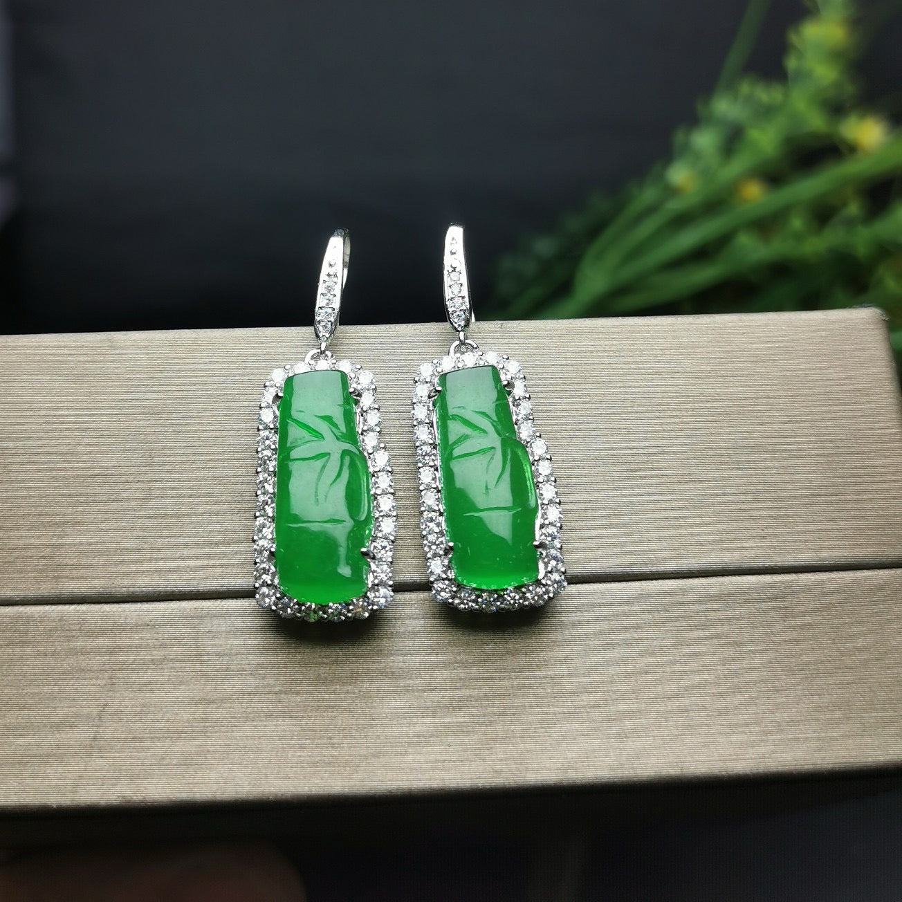 Ice Green Bamboo Joint Earrings