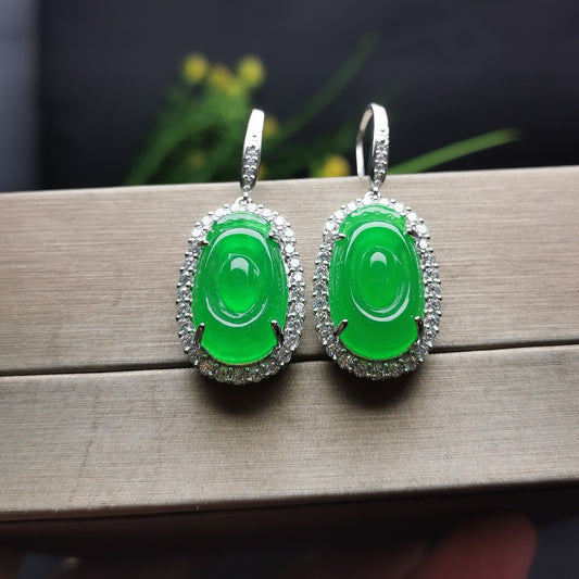 Ice Green Fubei Jade Earrings