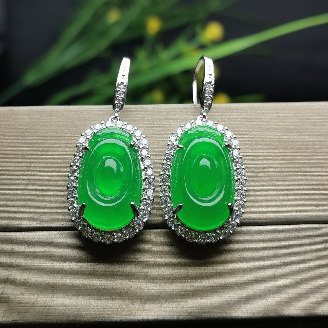 Ice Green Fubei Jade Earrings