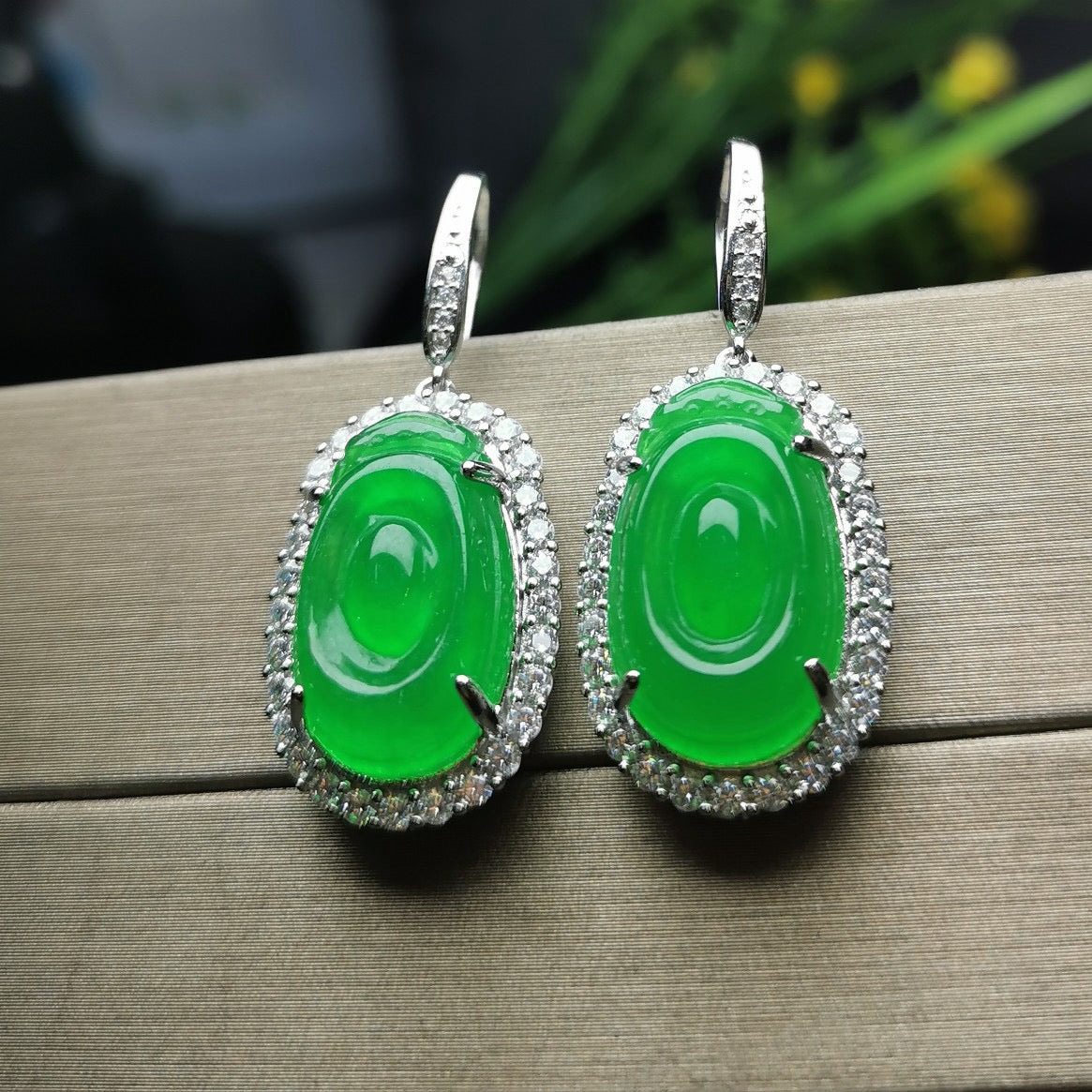 Ice Green Fubei Jade Earrings