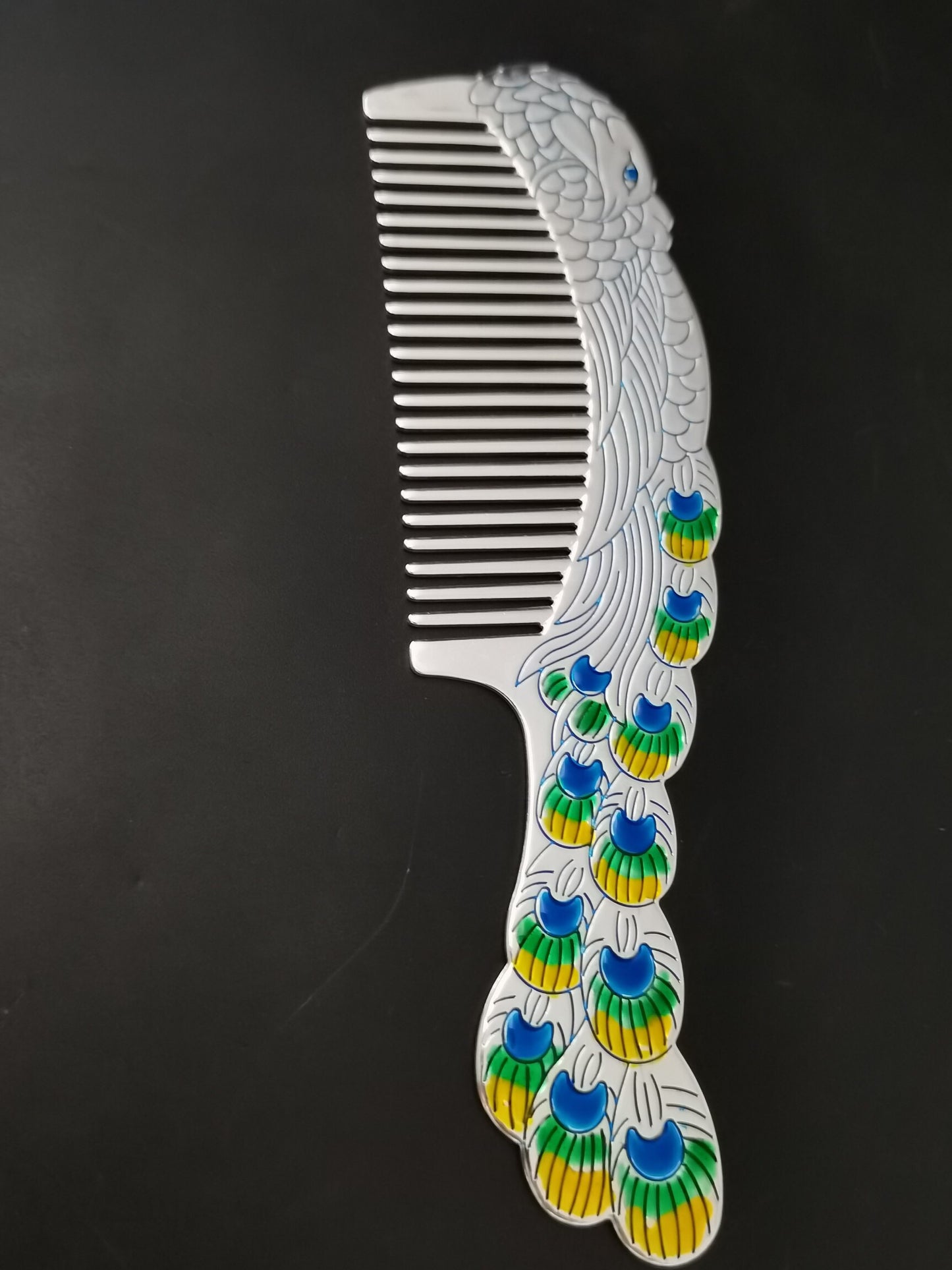 A Chinese antique silver cloisonn é comb