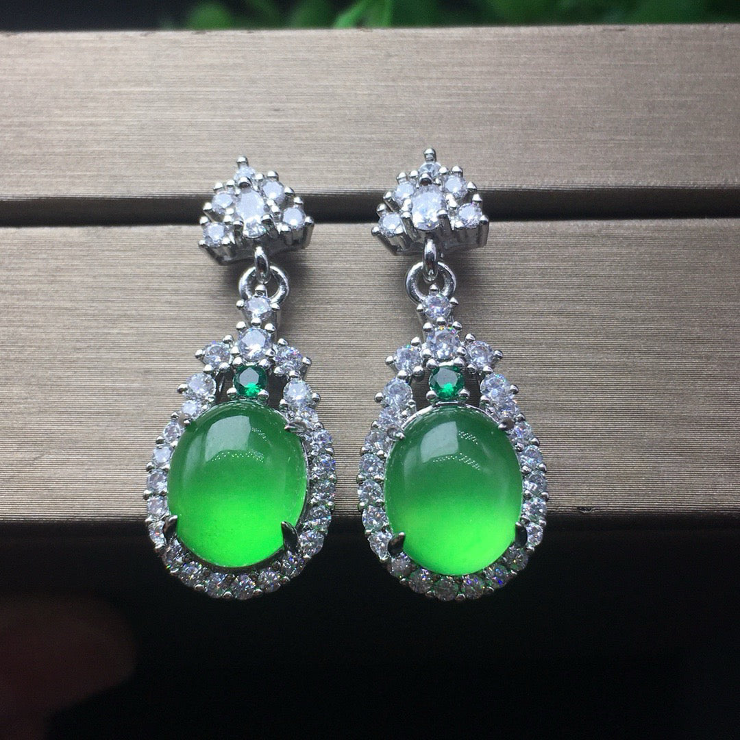 Ice Green Jade Earrings