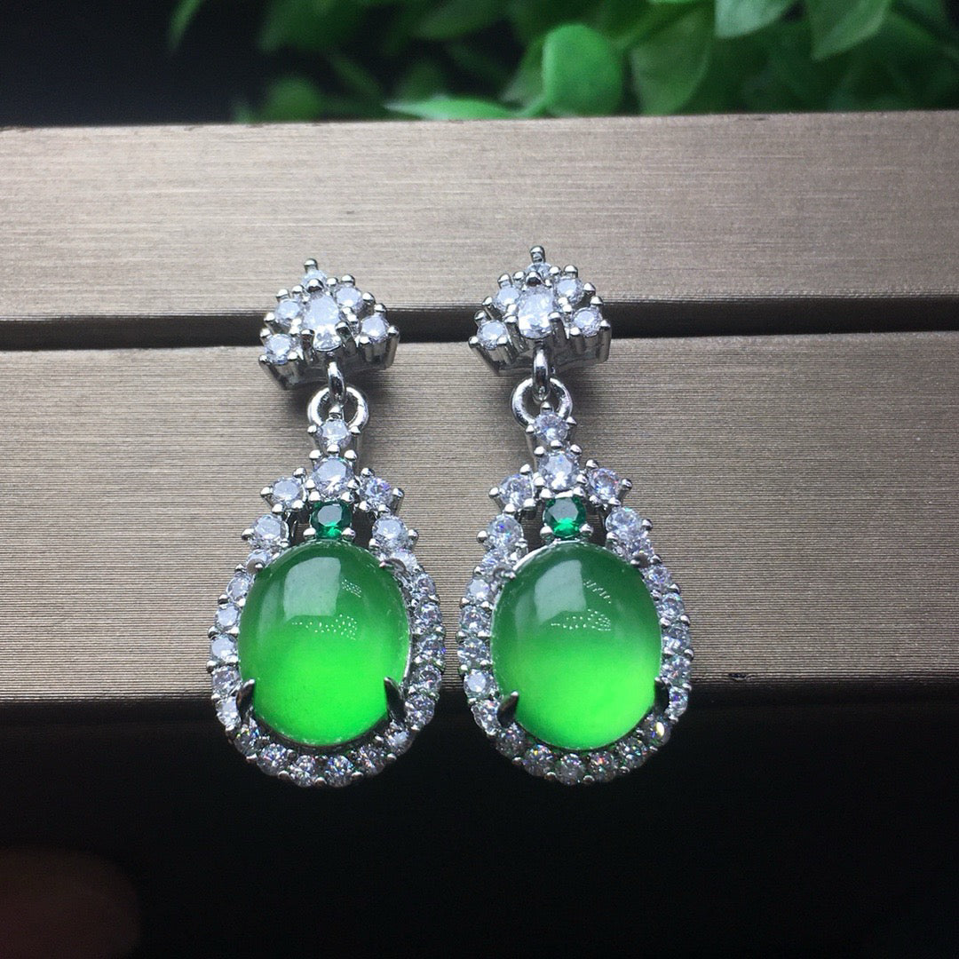 Ice Green Jade Earrings