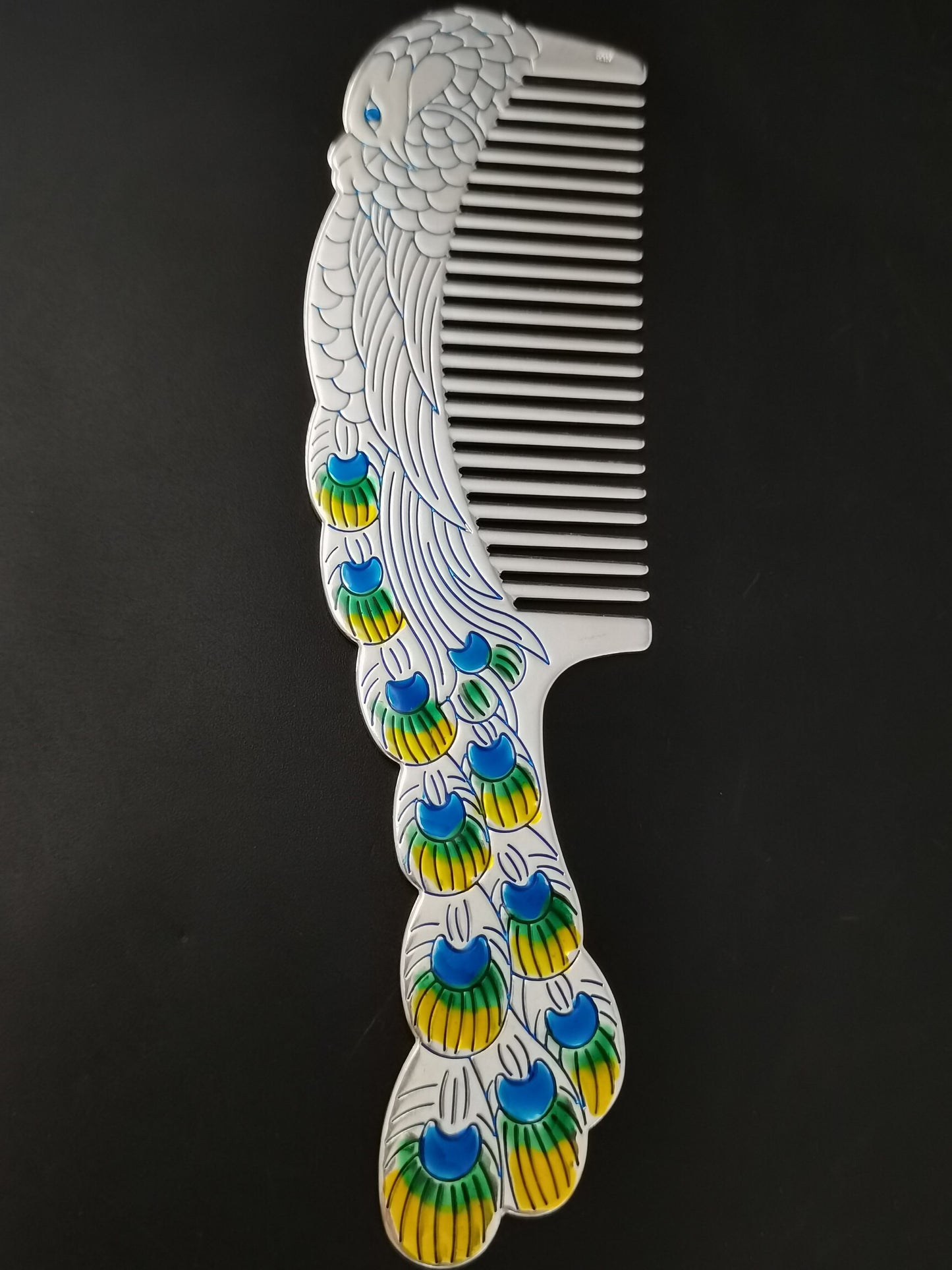 A Chinese antique silver cloisonn é comb