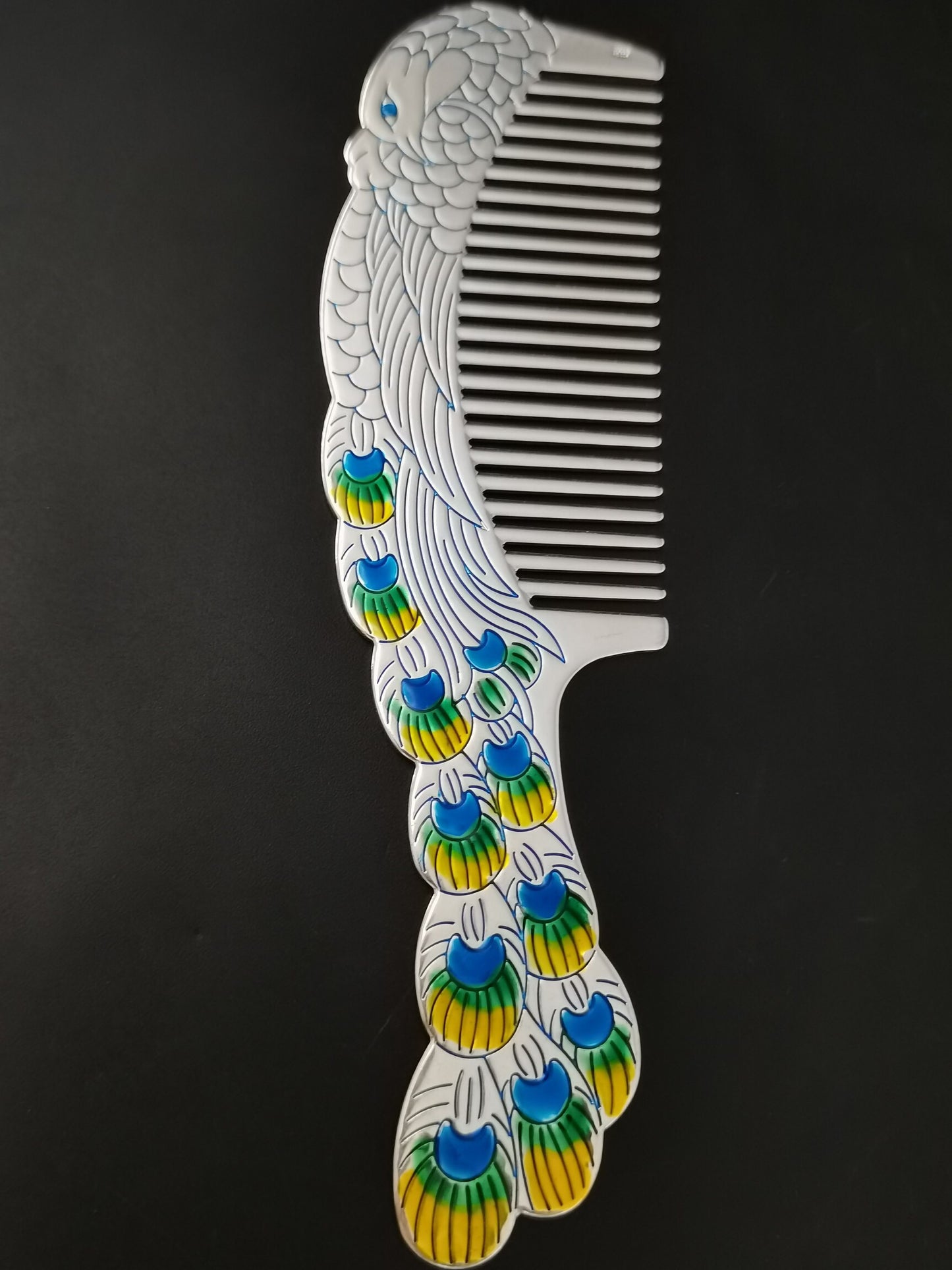 A Chinese antique silver cloisonn é comb