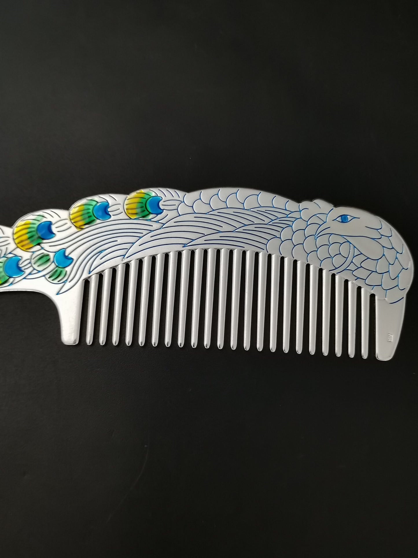 A Chinese antique silver cloisonn é comb