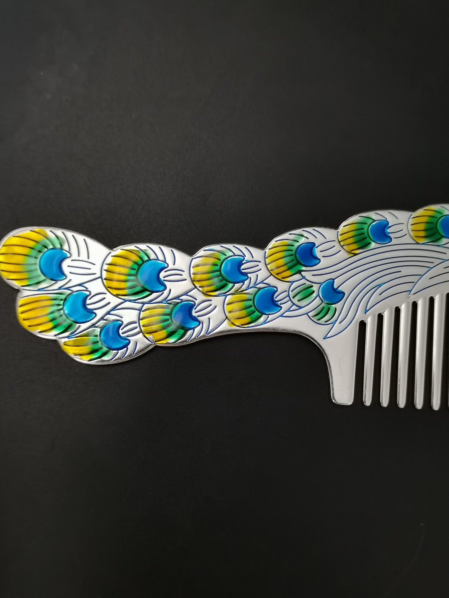 A Chinese antique silver cloisonn é comb