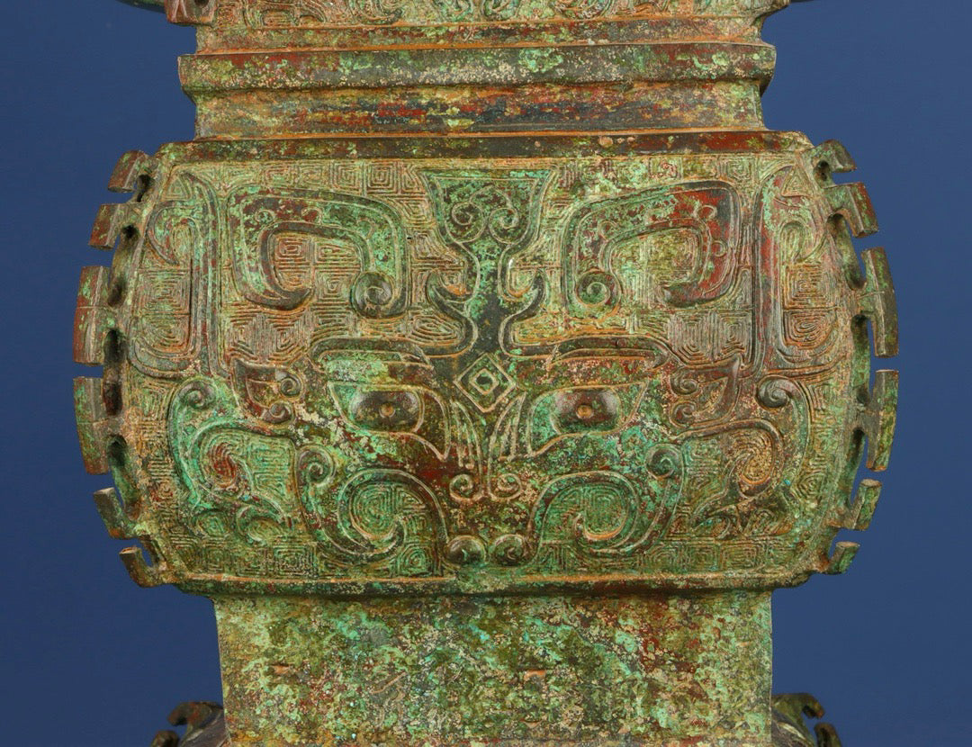 Chinese antique bronze beast face phoenix smoking furnace