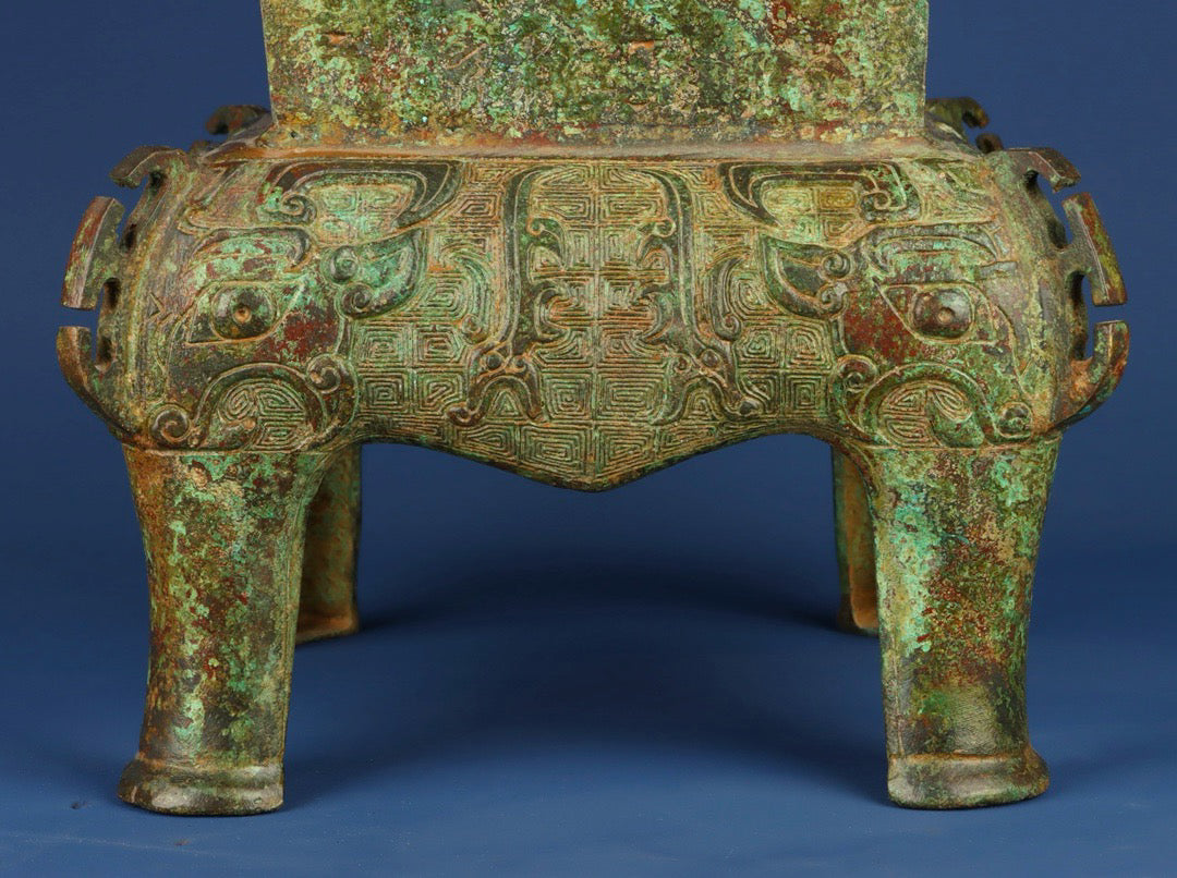 Chinese antique bronze beast face phoenix smoking furnace