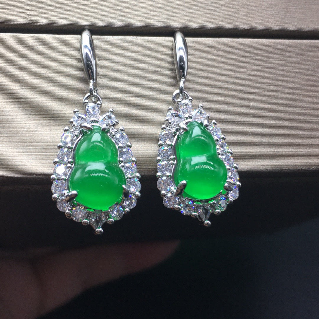 Ice Green Jade Gourd Earrings