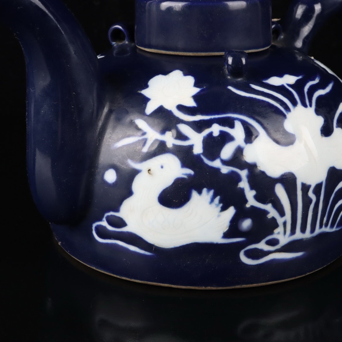 Ji Blue Glazed Gilded White Cloud Dragon Pattern Pot
