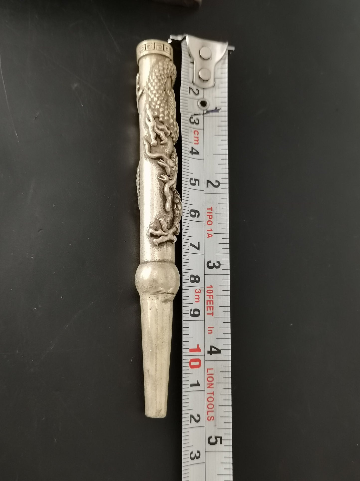 Chinese Antique Silver Dragon Head Pipe and Rod