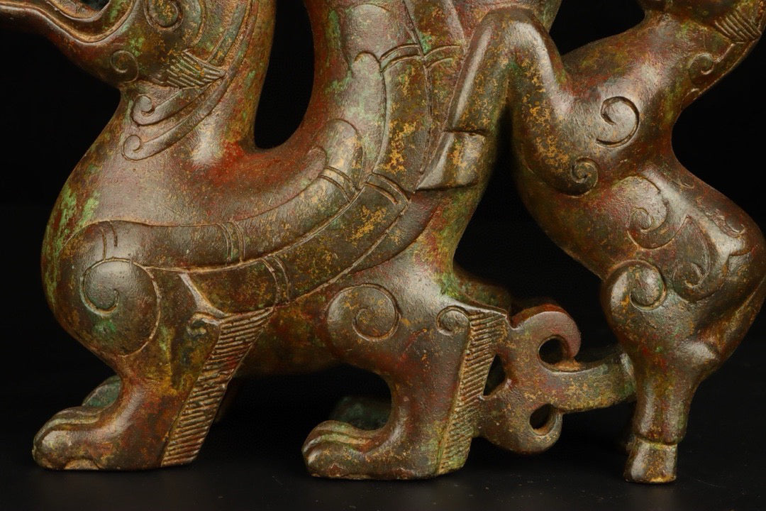 Chinese Antique Bronze Beast Cup